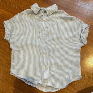 Blue and White Striped Button-Up Shirt